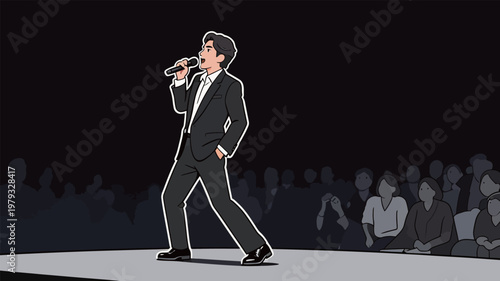 Male Singer Performing on Stage with Audience