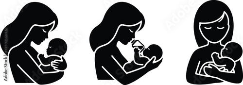 Motherhood stages a black silhouette series of a woman with her baby