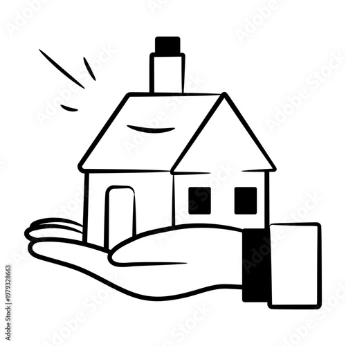 Drawing style icon showing a welfare house
