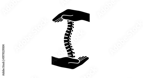 Hands Protecting Human Spine Silhouette Illustration