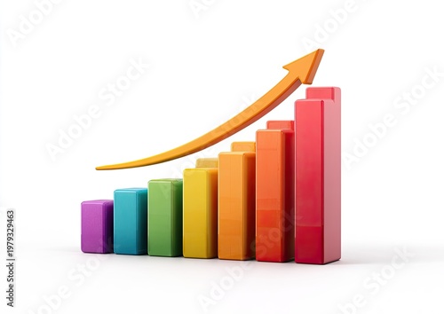 Free Download Colorful bar graph with an upward-trending arrow on a white background - GFXLoad
