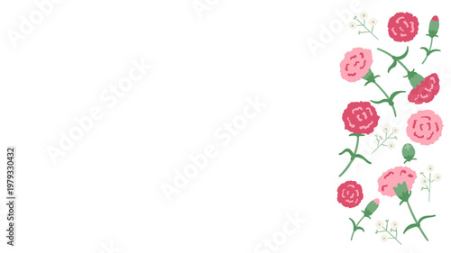 Mother’s Day right side carnation floral background with large copy space illustration vector