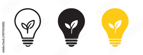 Eco Light Bulb Plant Vector Icons