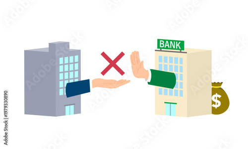 銀行に融資を断られる企業のイラスト