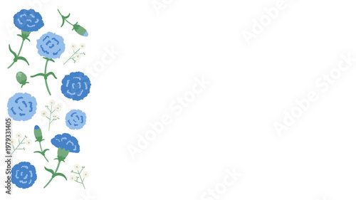 Father’s Day left side blue carnation floral background with copy space illustration vector