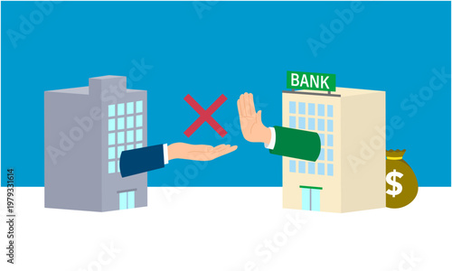 銀行に融資を断られる企業のイラスト