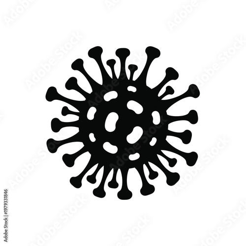 Black Covid 19 Virus Illustration.
