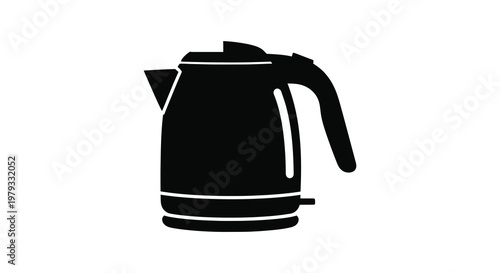 A simple black kettle illustration with minimalist design a striking silhouette