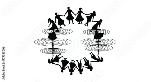 Diverse group of people holding hands in a circle, symbolizing unity and connection