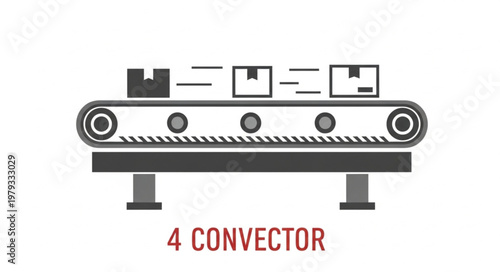 Industrial conveyor belt with boxes moving along its surface.