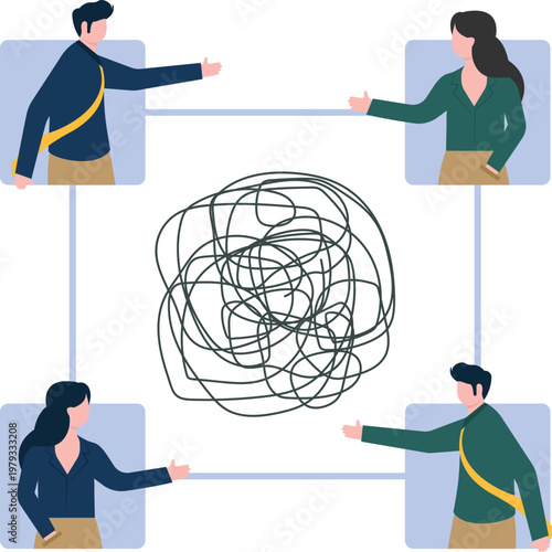 Global business networking with professional connections and complex mess