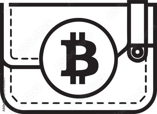 Bitcoin wallet icon digital cryptocurrency storage fintech and secure payment vector