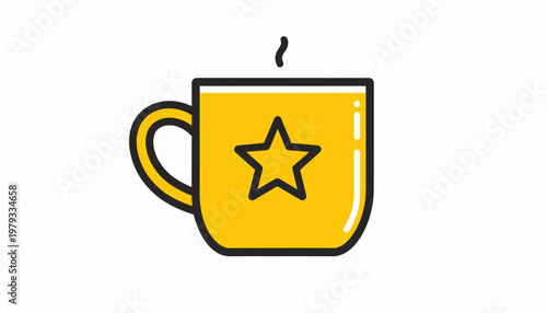 Yellow Coffee Mug with Star Design.