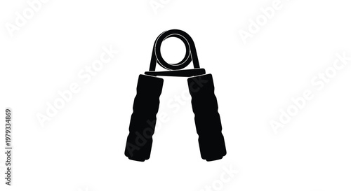 Black hand grip strengthener isolated on a white background silhouette
