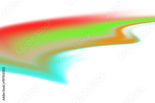 Abstract Colorful Swirls blending Red Green Orange and Cyan on White Background