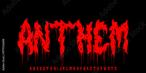 Anthem Font An extreme underground metal font with sharp chaotic forms, perfect for brutal music and dark artwork.vector grunge illustration 