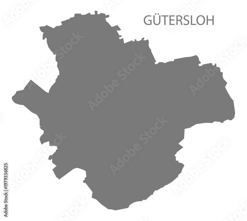 Gütersloh city map with boroughs grey illustration silhouette shape