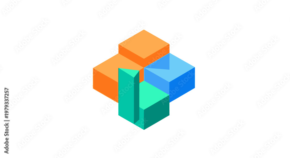 Obraz premium Abstract Geometric Shapes Interlocking Blocks.