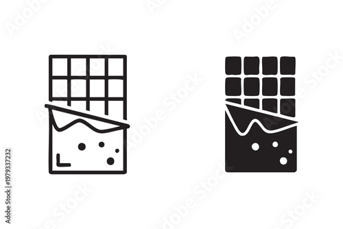 Delicious chocolate snack symbol with bar segments for dessert and sweet branding concept