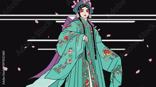 Illustration of Chinese Peking Opera Diva