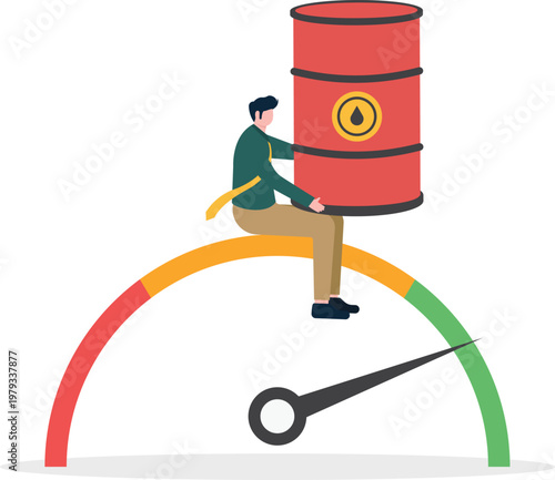 Professional carrying an oil barrel on a speedometer