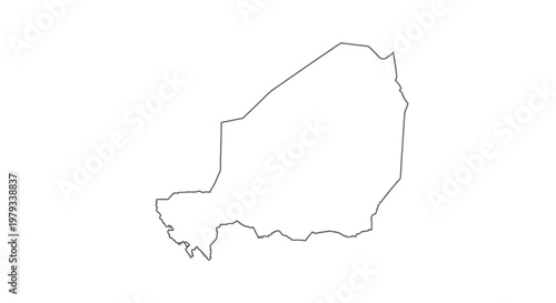 A simple black outline depicts the geographical shape of the nation of niger high quality professional