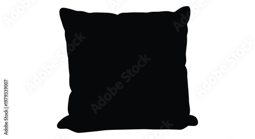 Simple black pillow displayed against a white background a stark silhouette