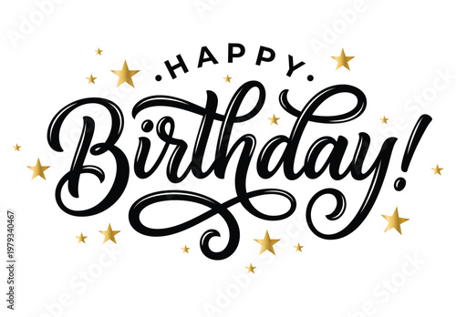 Happy birthday card design with a heart symbol and vector illustration text for a holiday celebration greeting