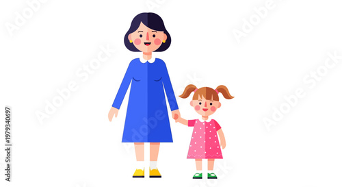 Mother and daughter holding hands, a loving embrace of family and childhood joy