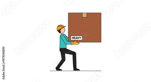 Worker Struggling with Heavy Box, a Depiction of Physical Labor and the Challenges of Manual Handling and Logistics