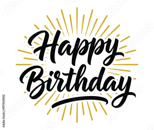Happy Birthday greeting card featuring vector art illustration and text design