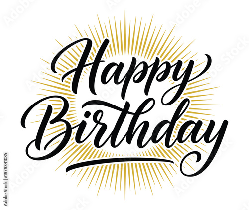 Happy Birthday greeting card featuring vector art illustration and text design