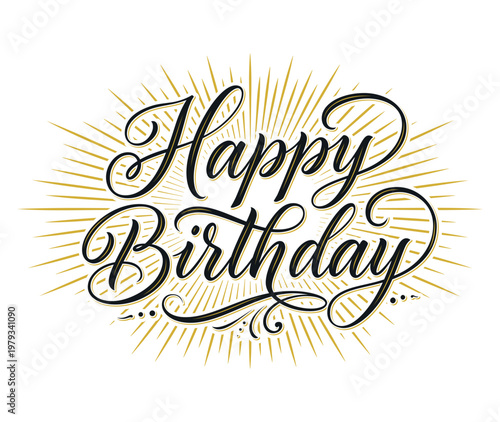 Happy Birthday greeting card featuring vector art illustration and text design