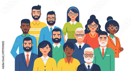 Diverse professional team portrait showcasing unity, collaboration, and a harmonious blend of individuals in the workplace