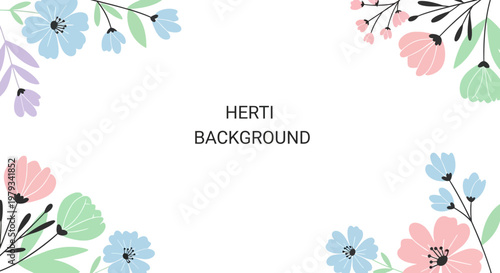 Soft Pastel Floral Border with a White Background and Text Space