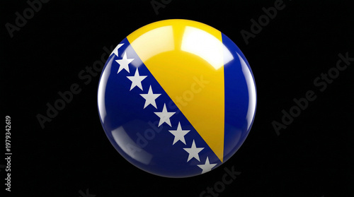 Fotografija 3D sphere featuring the national flag of bosnia and herzegovina with its blue fi