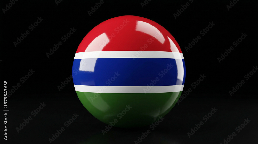 Naklejka premium Gambia flag egg on black background with african country national pride travel destination western africa easter egg national symbol nationality patriotism celebration representation