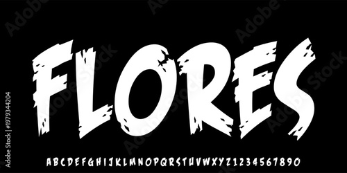 Flores Stylish brush painted an uppercase vector letters, alphabet, typeface.