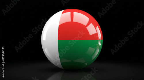 Free Download Reflective egg showing the flag of madagascar on a black surface with black background indian ocean isolated object 3D render digital art madagascar national decoration isolated minimalist - GFXLoad