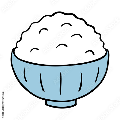 シンプルなお茶碗に盛られたご飯のイラスト