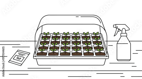 Seedling Tray Under Glass Dome For Propagation.