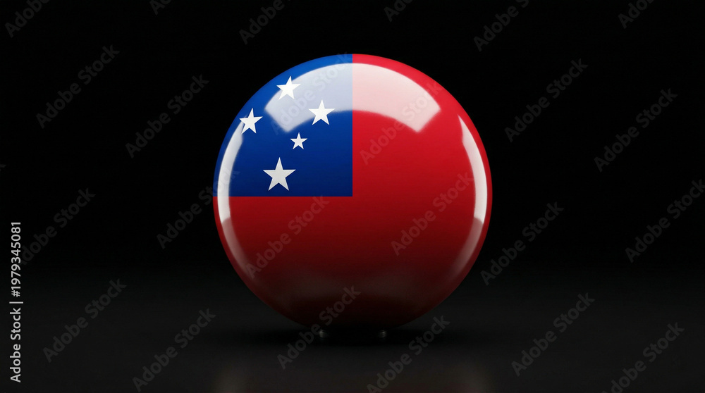 Naklejka premium Samoa flag sphere isolated on black with national patriotism government celebration republic sovereignty independence identity politics diplomacy international geography isolated heritage