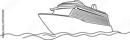 Single continous line art of fishing boat
