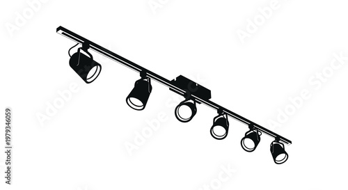 Black track lighting system isolated on white a striking silhouette