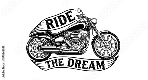 Classic Motorcycle with Ride the Dream Banner.