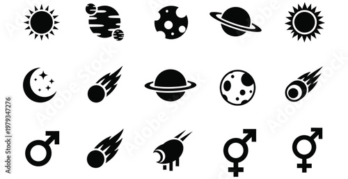 Celestial and planetary symbols a collection of cosmic icons