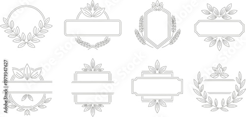 Elegant decorative wreath and banner designs with classical embellishments Vector