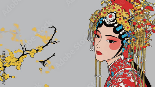 Chinese Peking Opera Female Character Illustration