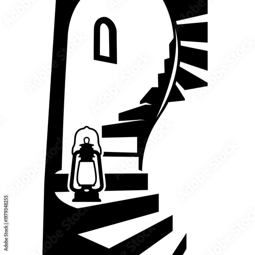 Hanging lantern above lotus pond silhouette