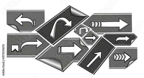 Collection of Directional Arrows Indicating Various Paths.